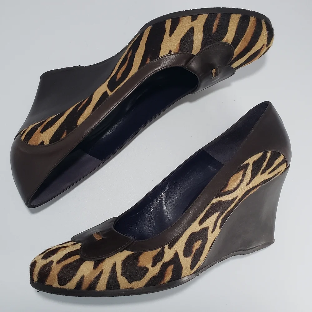 Donald J Pliner Animal Print Leather Wedge Heels